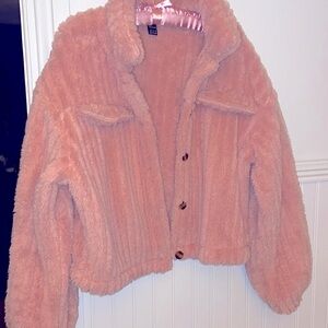 Super Soft Pink Blush Fuzzy Jacket shirt